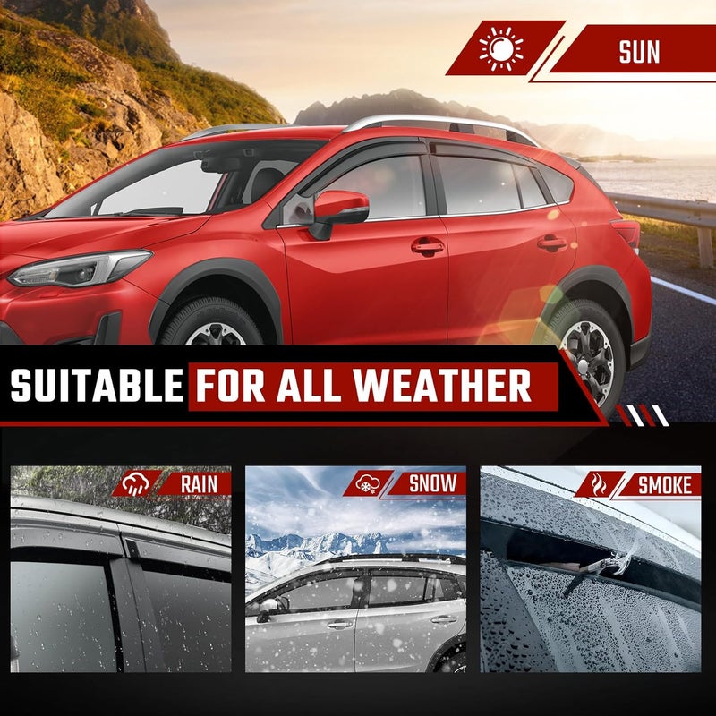 ISINLASSO Tape-On Rain Guards Compatible with Subaru Crosstrek 2018-2023 Black Extra Durable Shatterproof Side Window Deflectors, Vent Window Visors, Wind Deflectors - 4 PCS - Image 4